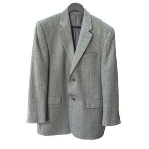 Ralph Lauren 100% Wool Sport Blazer Mens Size 40R Gray Herringbone Dillards